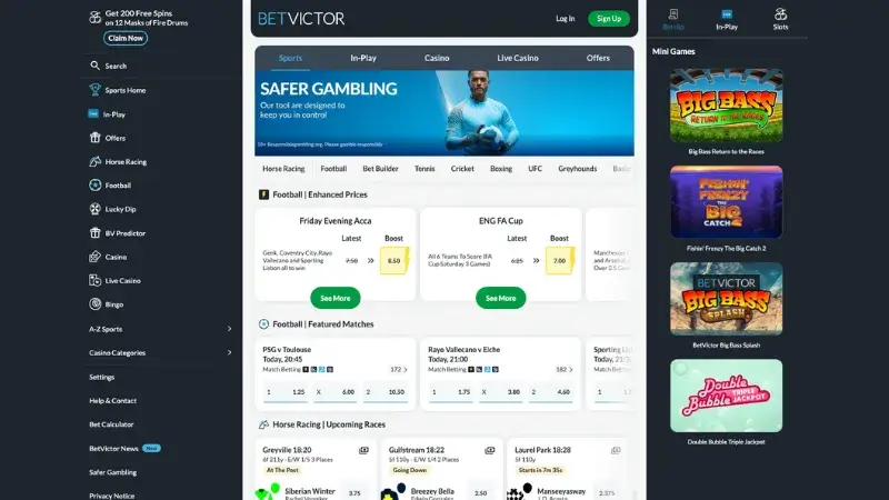 BetVictor non Gamstop betting site homepage