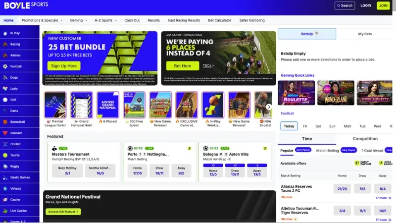 BoyleSports betting site not on Gamstop page